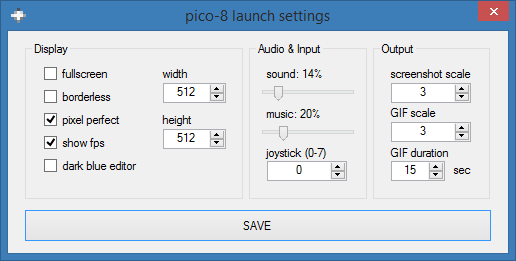 pico-8 launch parameters